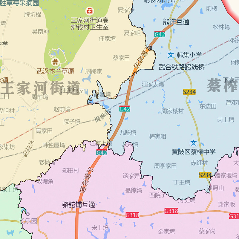 黄陂区地图批零90cm现货行政交通区域划分湖北省武汉市新款贴图
