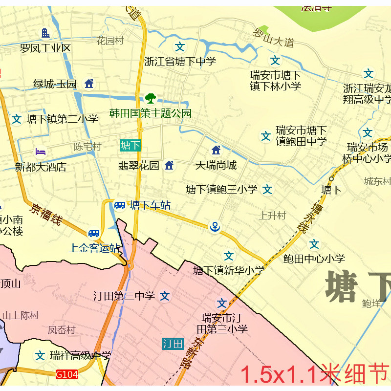 瑞安市地图1.5米可定制浙江省JPG格式电子版简约高清素材图片新款