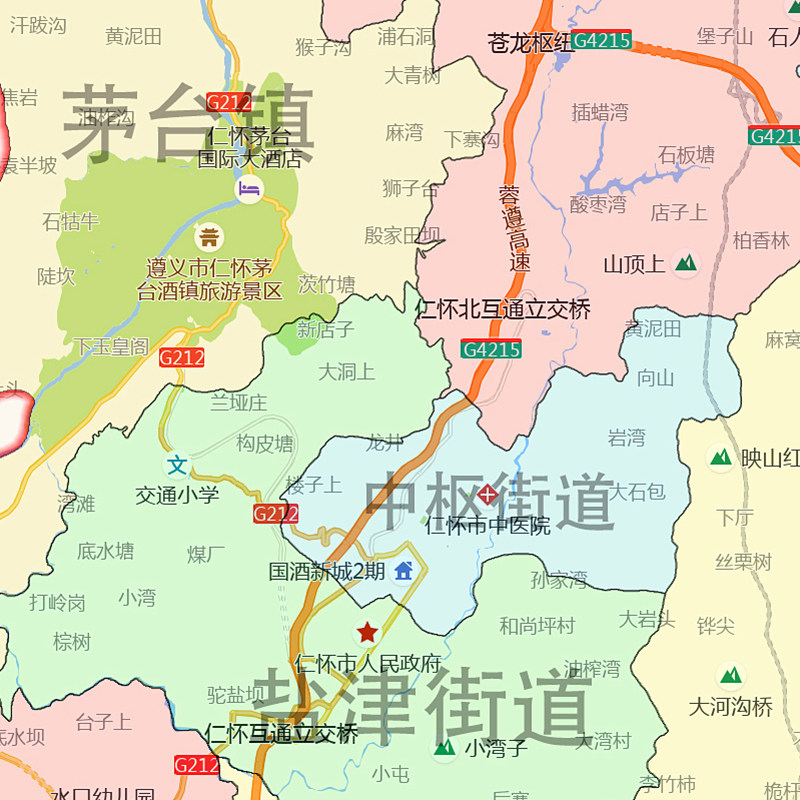 仁怀市地图批零90cm现货行政交通区域划分贵州省遵义市新款贴图