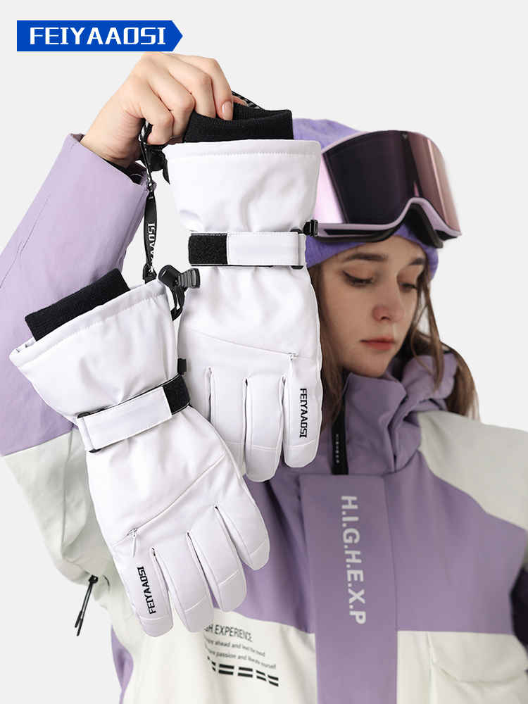 凯夫拉滑雪手套内置护腕女单板双板男专业冬季防水分指可触屏护具 - 图1