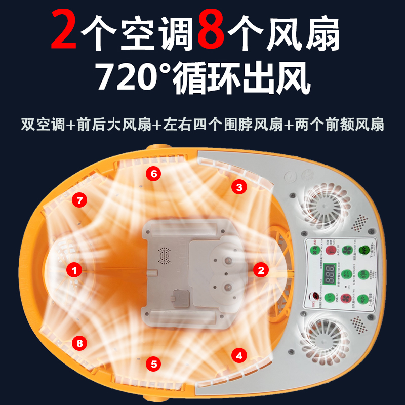 太阳能带风扇的安全帽内置空调制冷工地头盔夏防晒充电降温帽子男 - 图1