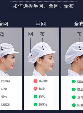 厨房车间透气网帽头套食品厂