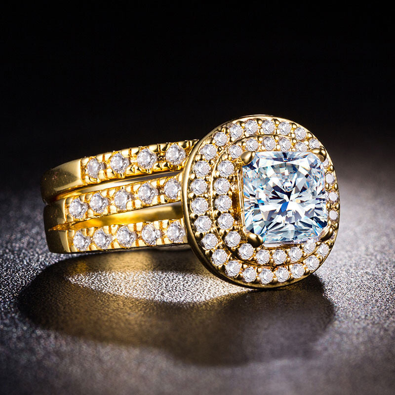 组合对戒子镀18k金锆石戒指 玄翠峰戒指/指环