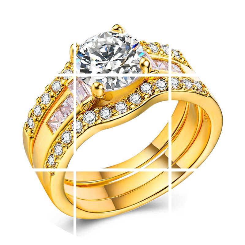 925银18k金组合锆石戒指 玄翠峰戒指/指环