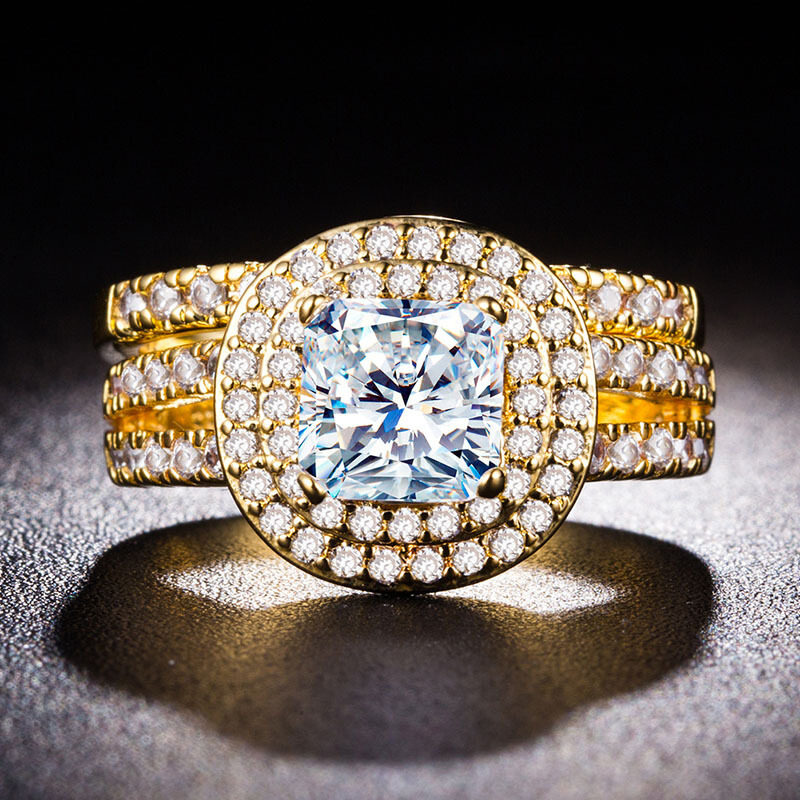 组合对戒子镀18k金锆石戒指 玄翠峰戒指/指环