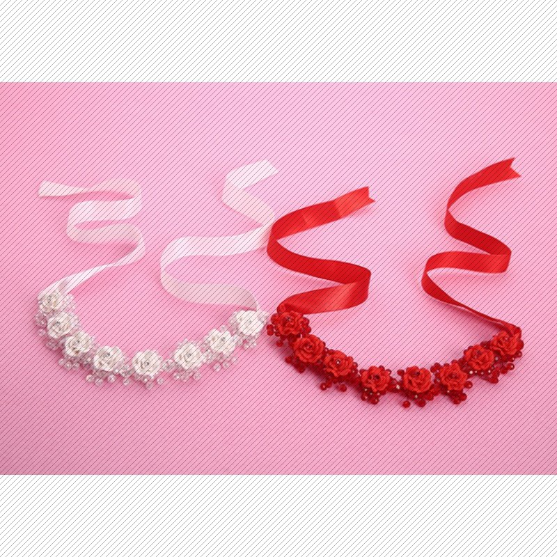 抖音新款新娘手工白色水晶软陶头花 玄翠峰发饰