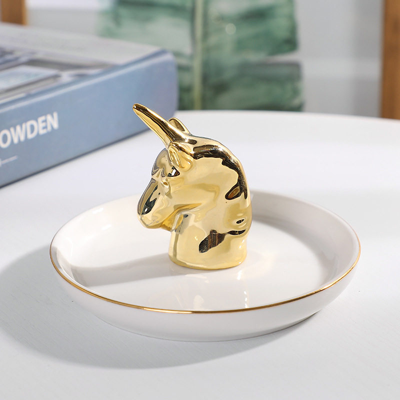 抖音新款欧式陶瓷电镀首饰盘戒指盘 玄翠峰项链