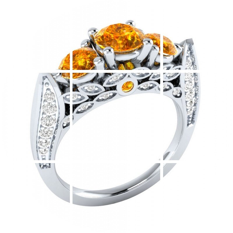 ring时尚女士镀925银钻石彩色锆石 玄翠峰戒指/指环