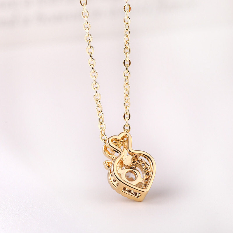 抖音同款网红天鹅爱心18k短锁骨链 玄翠峰项链