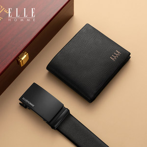 正品ELLE钱包男士真皮皮带生日礼物腰带2024新款高端礼盒实用套装
