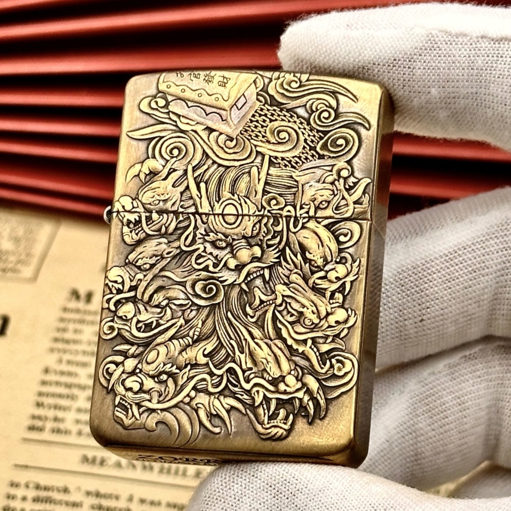 Quercia新款910原铜浮雕款煤油打火机复刻Zippo1941军机机型-图2