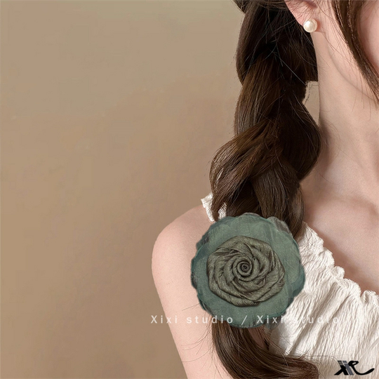 海边夏日！网纱山茶花发夹！高级感超仙马尾夹复古刘海夹旅行发卡