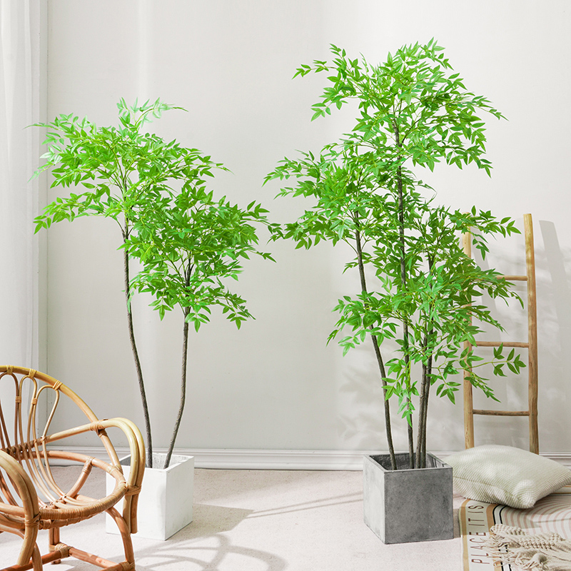 北欧大型仿真南天竹植物盆栽仿生绿植室内客厅落地假树绿色装饰