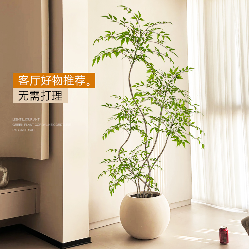 仿真绿植南天竹室内客厅高端轻奢装饰摆件仿生绿色植物落地盆栽树