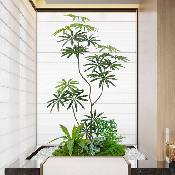 Simulated green plant nandina bamboo landscaping combination indoor large floor-standing potted plant decoration window ornaments bionic tree