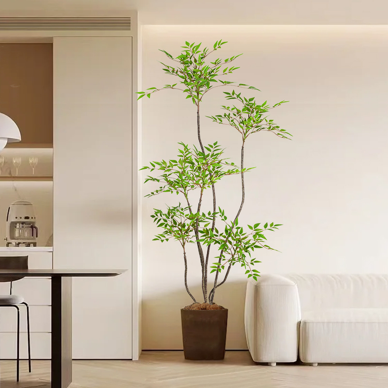 仿真高绿植南天竹仿生树客厅假服装店植物盆栽客厅摆件落地花室内
