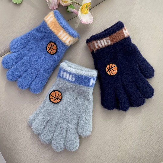 Children's cycling gloves for boys and girls plus velvet and thickening