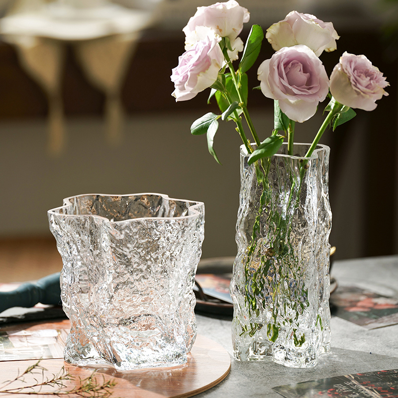 高级感轻奢创意不规则玻璃花瓶透明水养鲜花插花客厅装饰餐桌摆件,淘宝优惠券,粉丝福利购,淘宝优惠卷
