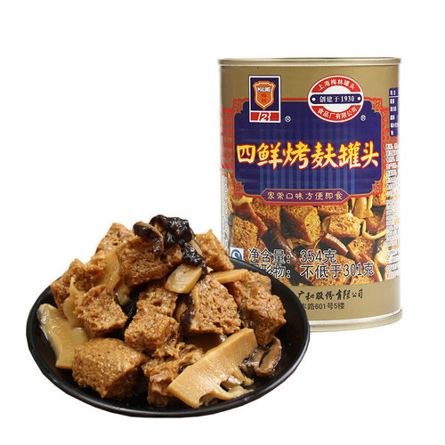上海梅林四鲜烤麸罐头354g*5罐即食面筋四喜烤麸下饭菜凉拌冷菜 - 图0