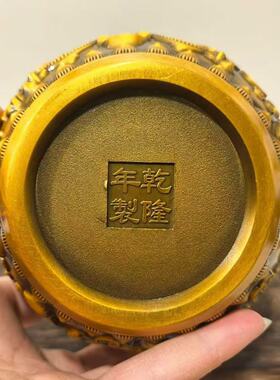 复古客厅招财聚宝盆沈万三同款聚宝盆五福铜碗乾隆年制大号摆件