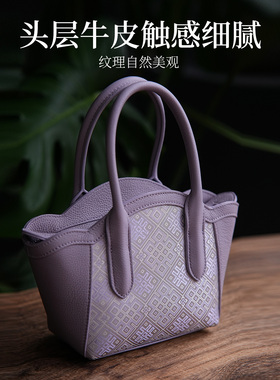 木叶弥章壮锦真皮包包民族风