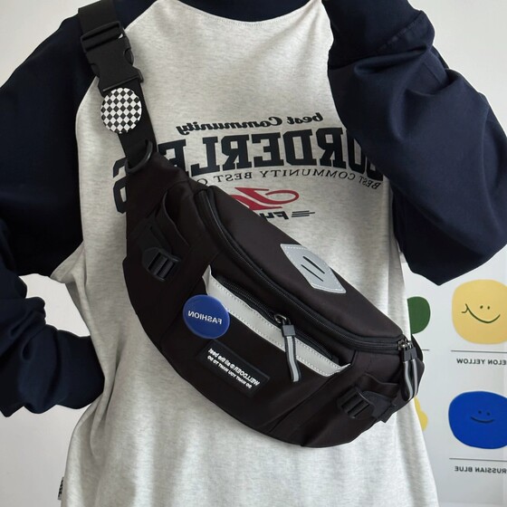 Crossbody bag for men, Japanese workwear style sports waist bag, new casual and versatile cycling shoulder chest bag, trendy backpack