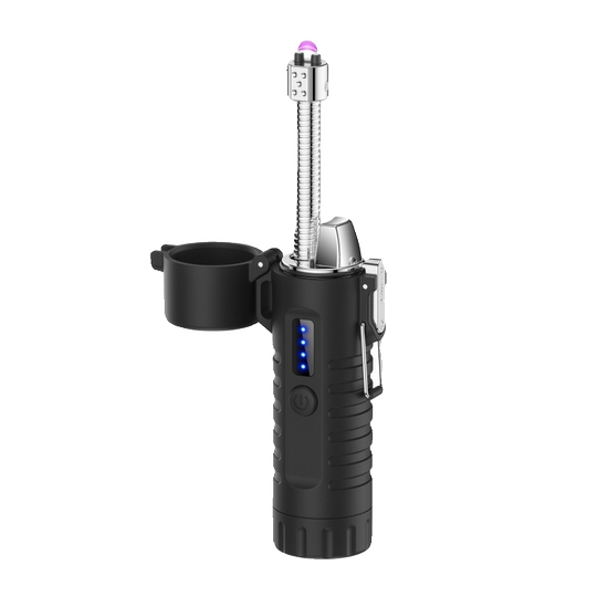 多功能户外手电筒点烟器可伸缩旋转软管密封防水防风电弧打火机