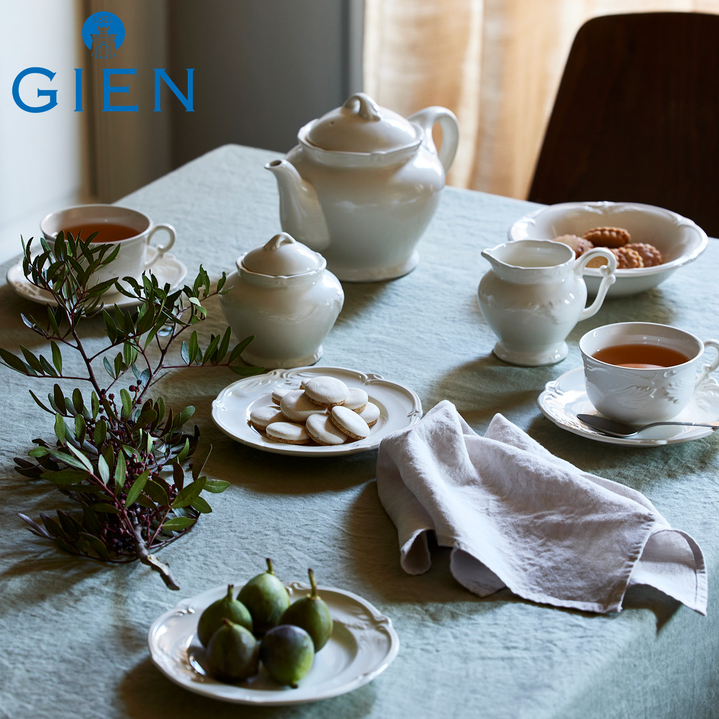 法国进口GIEN洛可可系列餐具纯色浮雕陶瓷餐盘餐碗茶杯法国制造,淘宝优惠券,粉丝福利购,淘宝优惠卷