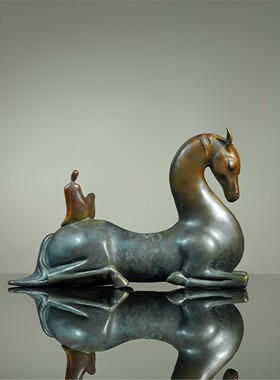 箐铜记《卧马》全铜摆件家居装饰品客厅玄关办公室乔迁新居送礼品