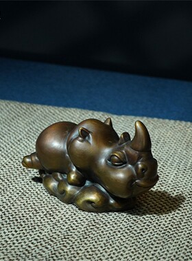 箐铜记《踏云犀牛》全铜摆件家居装饰品客厅玄关办公室创意工艺品