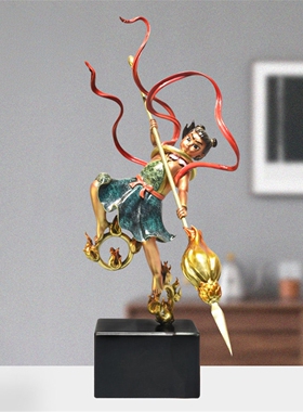 全铜哪咤三太子神像摆件