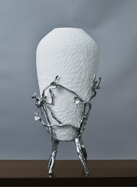 黄铜陶瓷花器插瓶白色简约