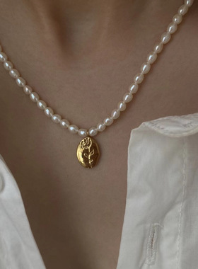 超越珠宝 花朵吊牌项链 锁骨链 天然淡水珍珠 夏日女神 精致满满