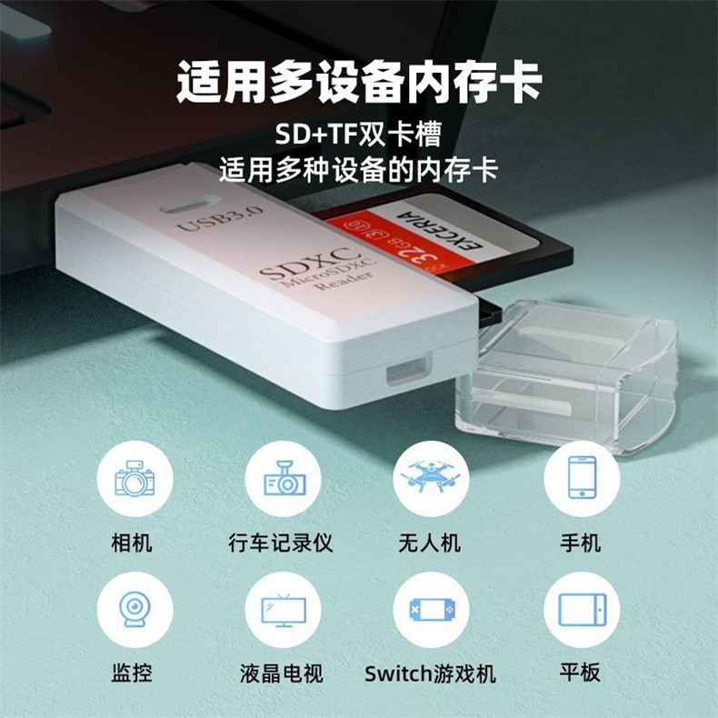 浦图USB3.0读卡器高速传输TF/SD卡二合一多功能USB2.0读卡器双卡单读内存卡数据读取即插即用 - 图0