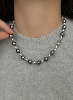 高端灰色毛衣链秋冬轻奢高级感大气百搭项链女款2025新款小众配饰