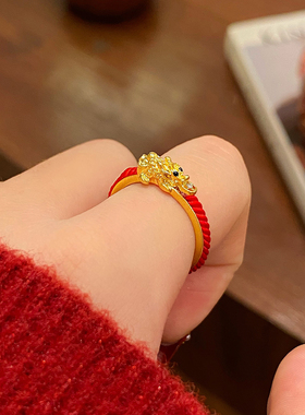 新款红色新年戒指红色戒指女