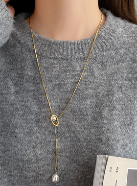 设计感小众秋冬长款毛衣链轻奢高级感大气高档毛衣项链女百搭气质