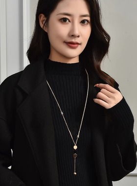 新款钛钢几何毛衣项链女长款秋冬