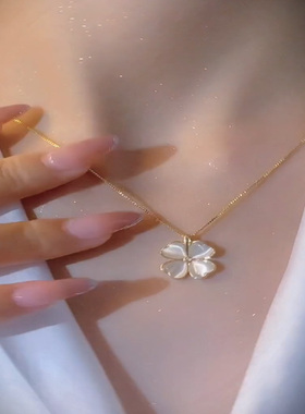 猫眼石四叶草项链2025年新款潮