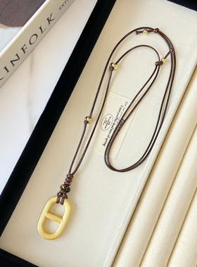 新款秋冬皮绳长款项链毛衣链女