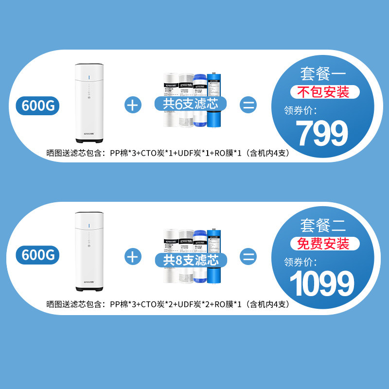 古石家用600g大通量反渗透净水器 古石净水器