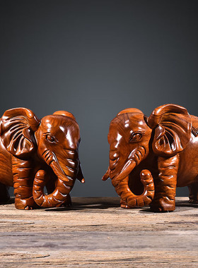 大象摆件仿古风吉祥黄花梨木雕