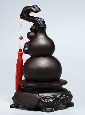 葫芦摆件福禄如意客厅电视柜黑檀