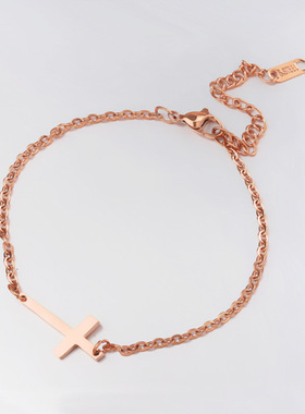 夏季新款镜面不锈钢十字架简约女款手链地摊货源热卖小商品脚链