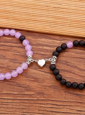 心心相吸情侣手链小众设计