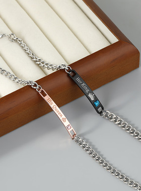 欧美情侣玫瑰金镶钻手链