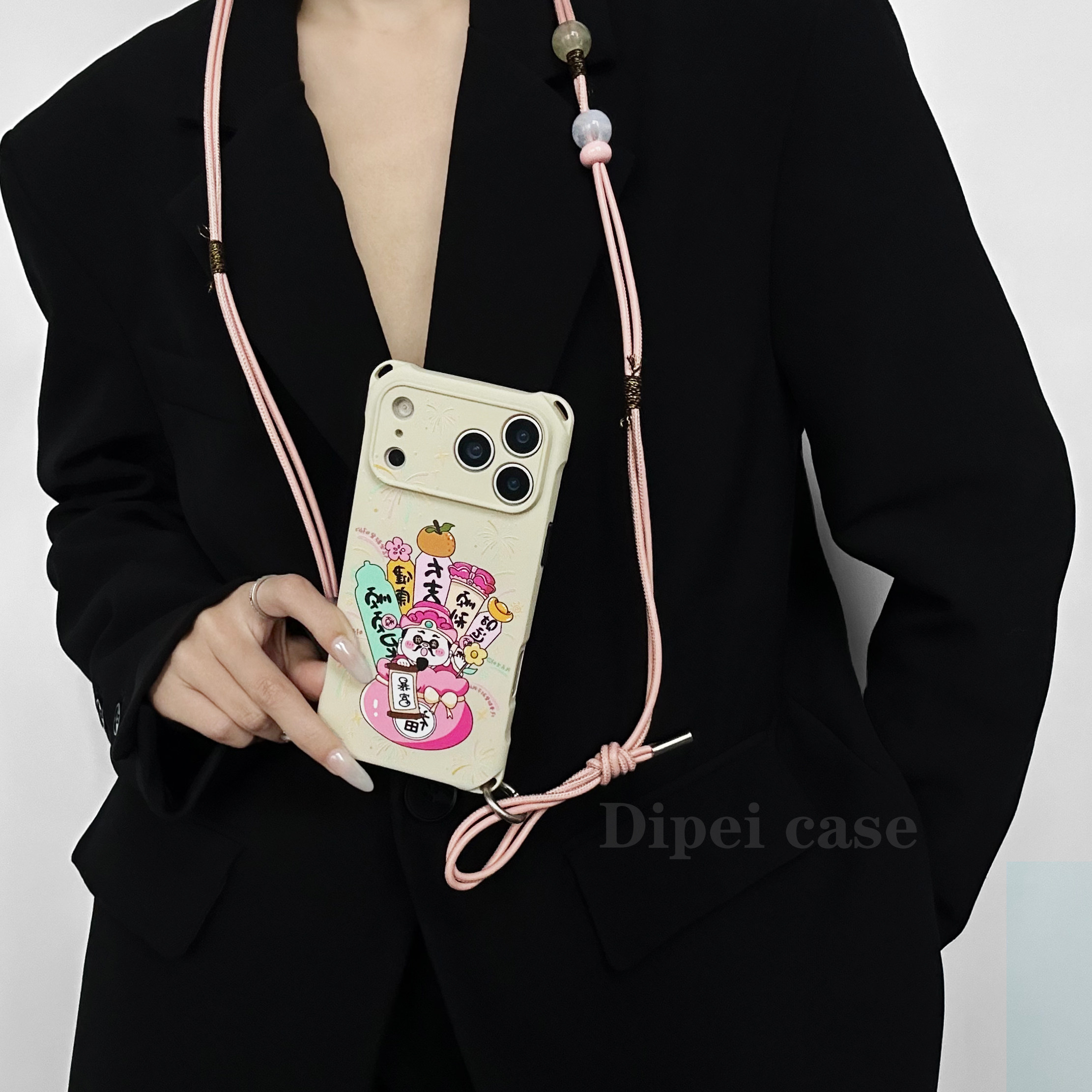 新年福袋财神~17promax四角开孔手机壳带链条适用苹果iPhone16plus防摔华为mate60/70斜挎14新款Pura80手提15,淘宝优惠券,粉丝福利购,淘宝优惠卷