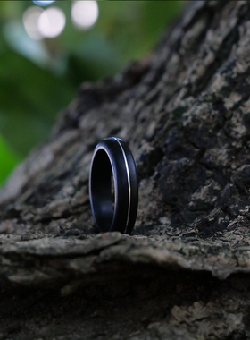 定做木戒指黑檀手工古风情侣纯银