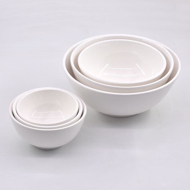 碗商用陶瓷纯白色吃饭米饭酒店饭店餐饮食堂微波炉4寸直口4.5英68