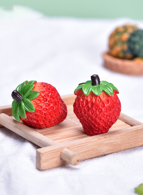 微景观仿真荔枝草莓水果装饰摆件
